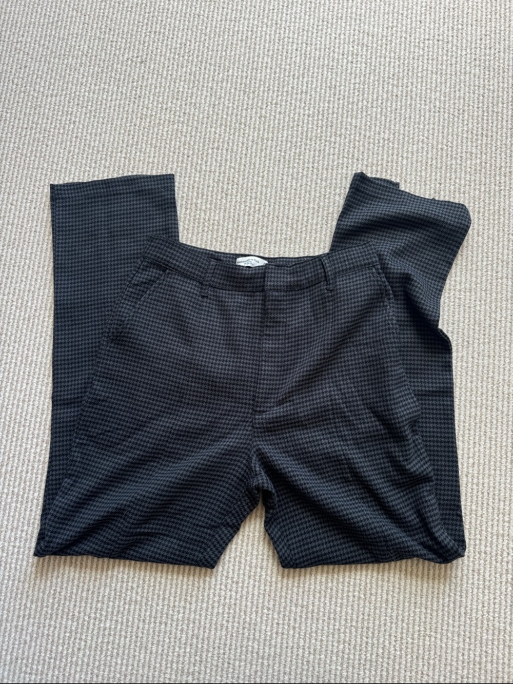 Abercrombie & Fitch Black Micro-Check Dress Pants